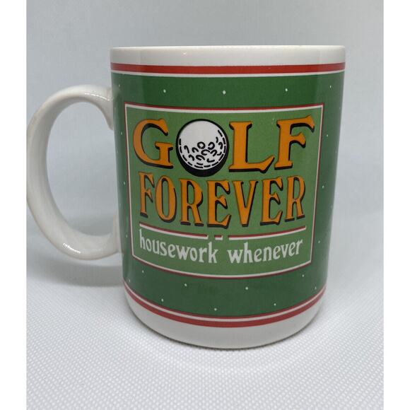 Vintage Golf Forever Housework Work Whenever Ceramic Porcelain Coffee Tea Mug - Picture 8 of 12